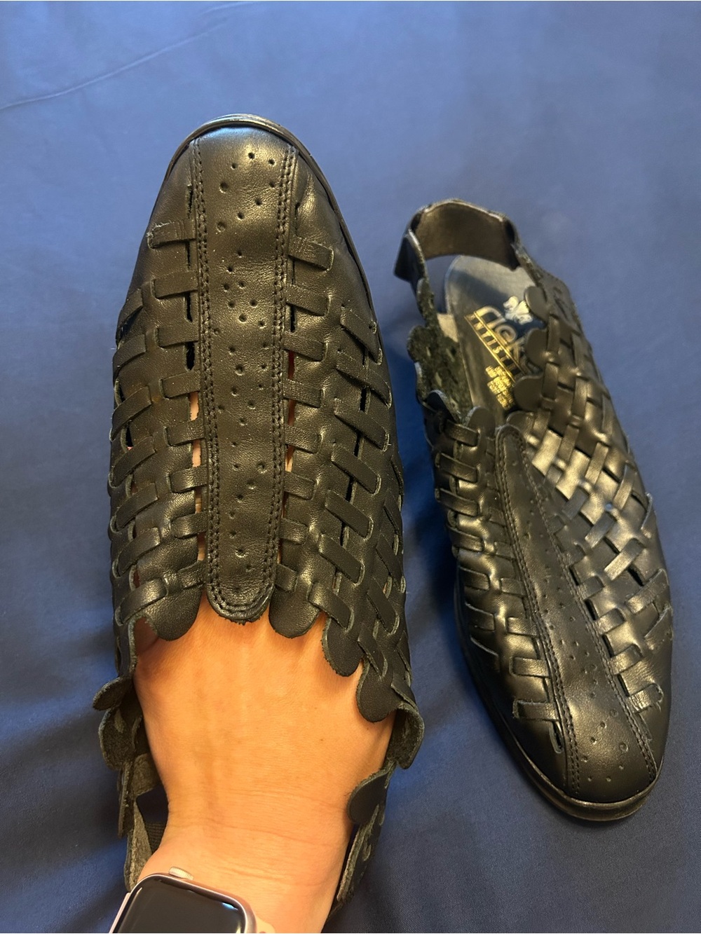Rieker Antistress Sina Black Woven Leather Slingback Closed Toe Comfort EU 42